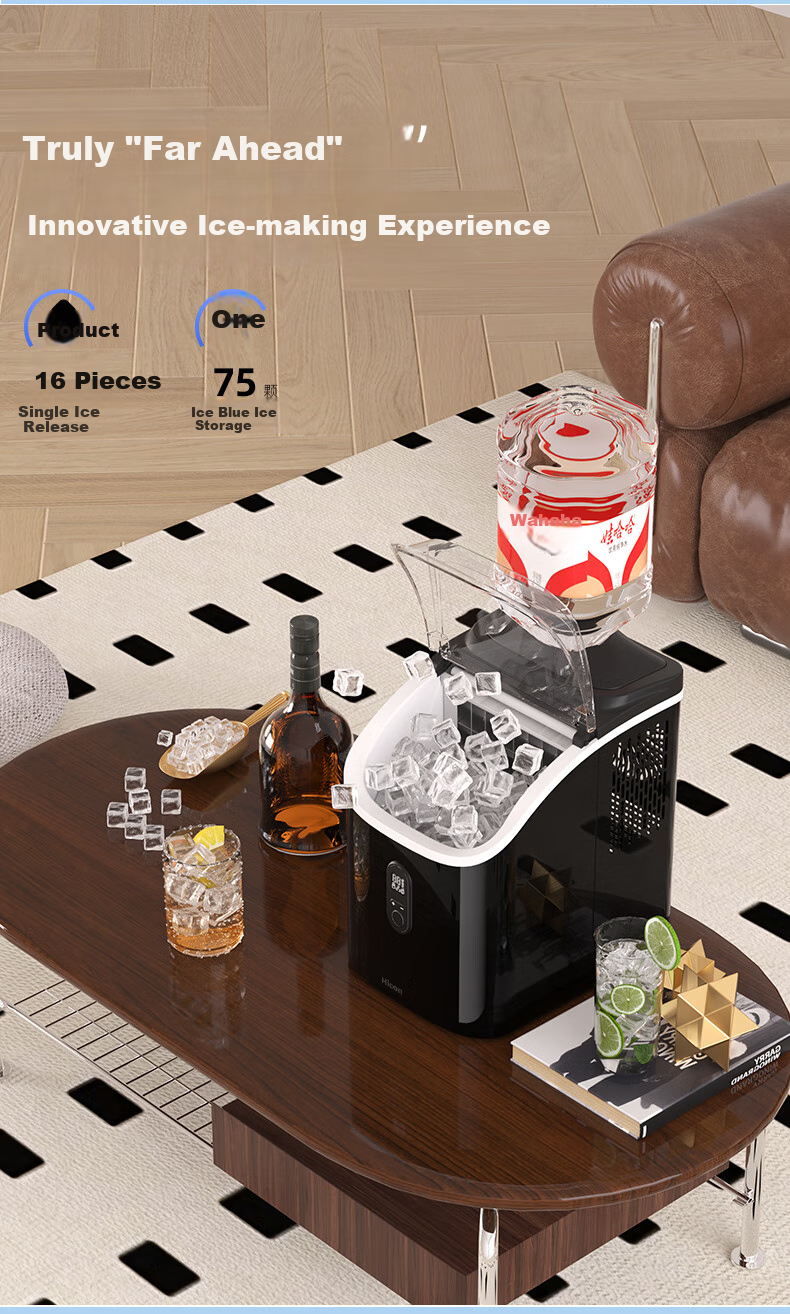 Hicon Ice Maker, Home Small Cube Ice Machine, Automatic Ice Cube Making, Antibacterial Timer, Stainless Steel Ice Maker 9