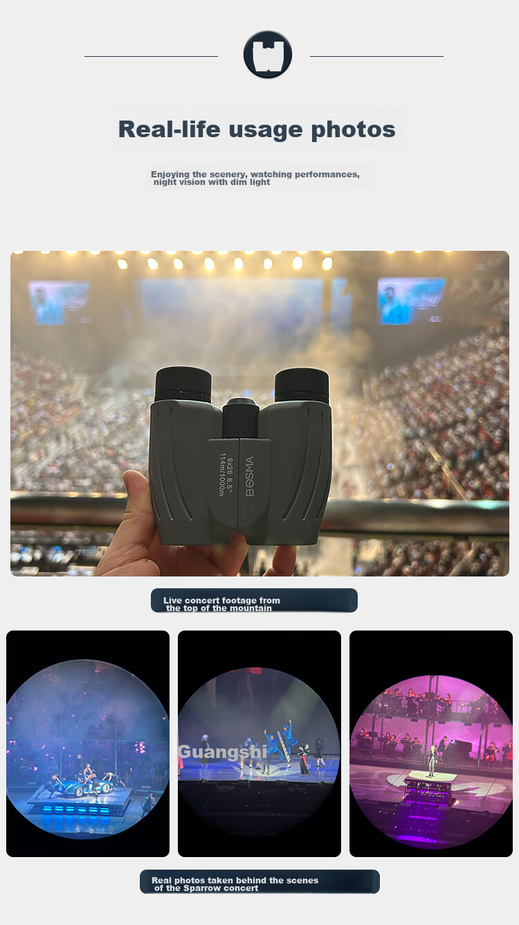 BOSMA Binoculars, Sparrow Model, 8X25, High-Definition, High-Magnification, Concert, Children's Portable Large Telescope, BAK4 Lens 13
