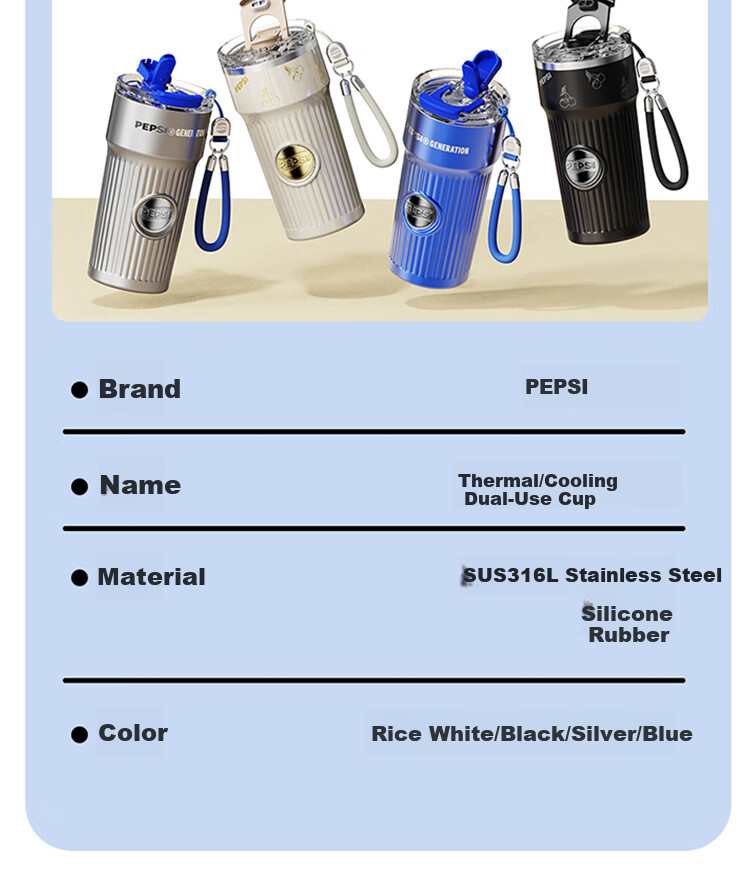 Baishikele Insulated Mug, Pocket Coffee Cup, 316 Stainless Steel Water Bottle, Stylish Straw Cup, 400ML 14