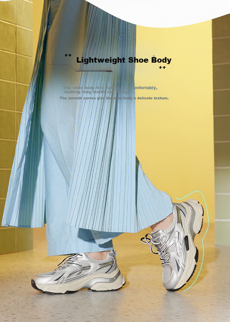 73Hours Women's Shoes, Silver Starry Sky New Style, Thick-Soled Heightening Dad Shoes, Casual Sneakers, Fashionable Women's Footwear 5