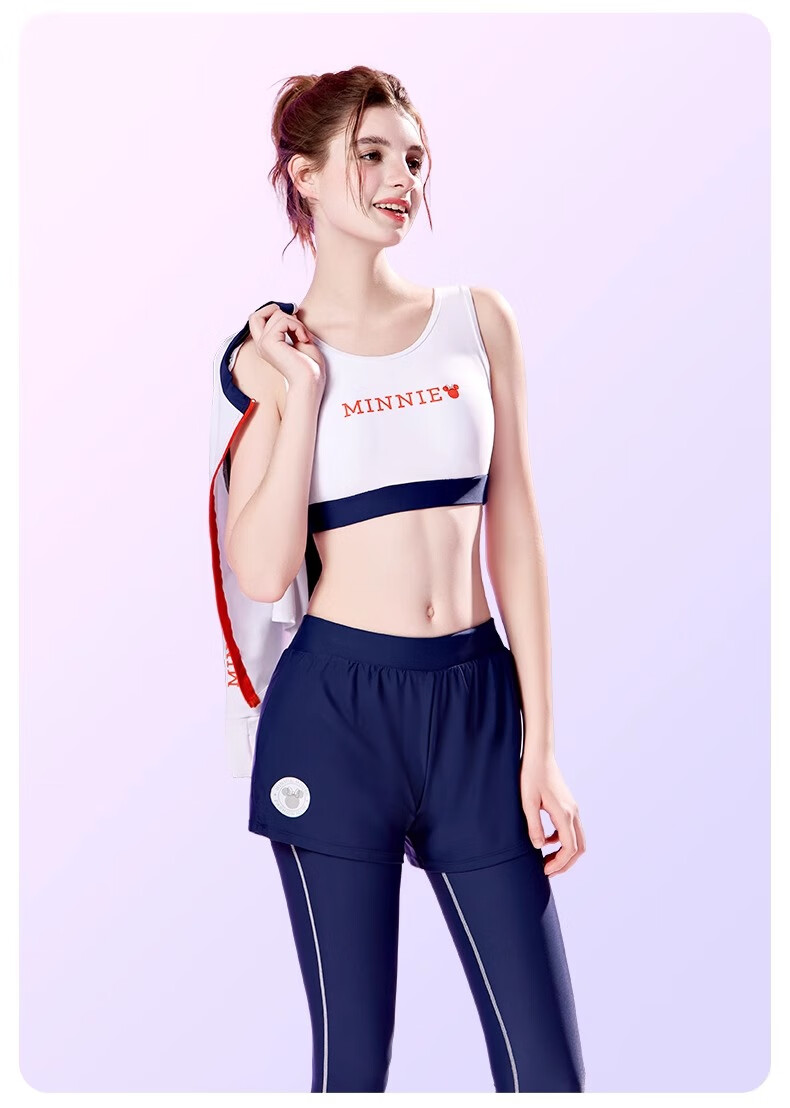 Dishini Women's Swimsuit, Swimming Pool Two-Piece Long-Sleeve And Long Pants, Sun Protection, Hot Spring Swimwear, Three-Piece Set D15077, Navy Blue, Size L 6