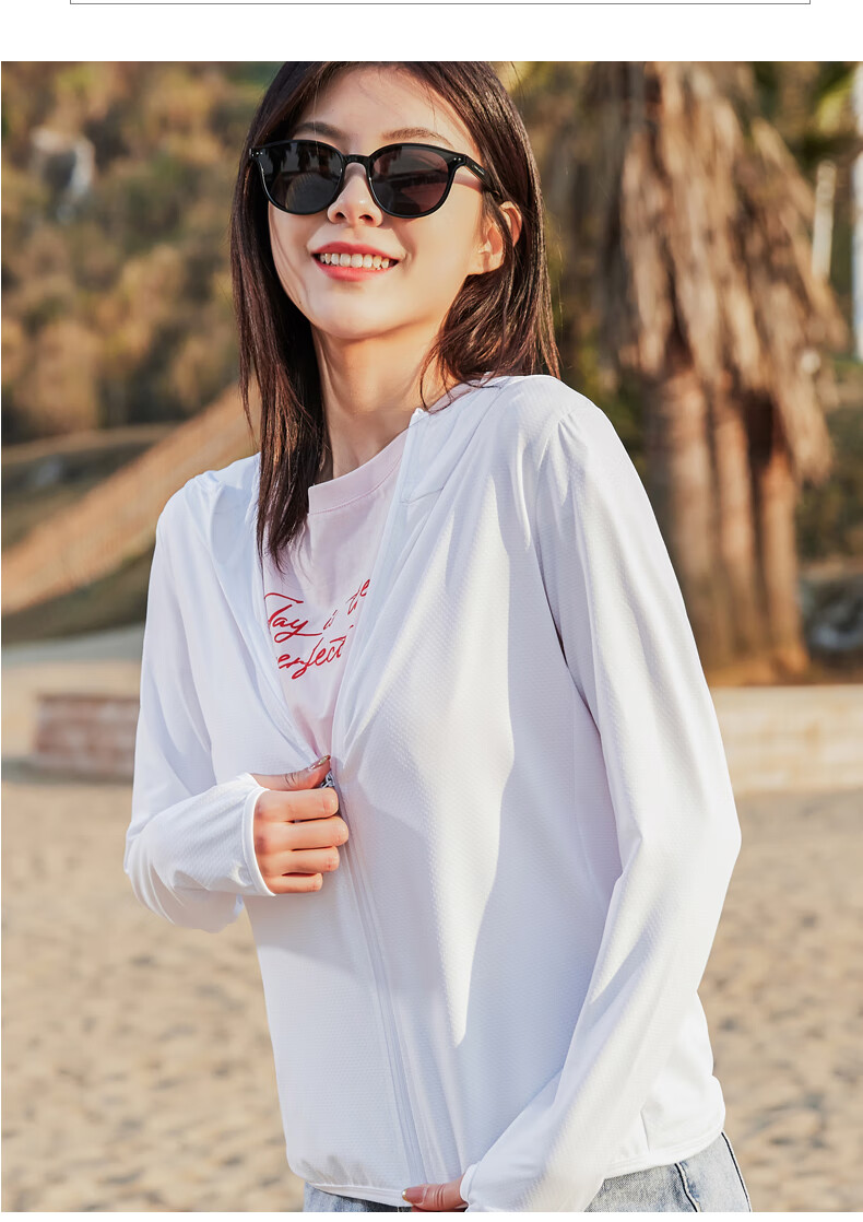 JEANSWEST Women's Summer Ice Silk Cooling UV Protection UPF50+ Breathable Outdoor Jacket Light Blue M 22