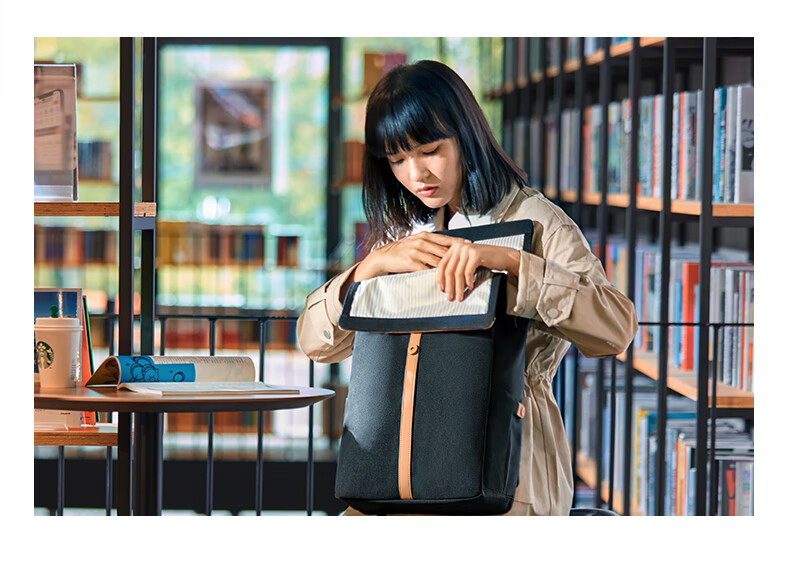 90Fen Casual Sports Backpack, Simple British Style Large Capacity Lightweight 15.6-Inch Laptop Bag, Dark Night Black 4