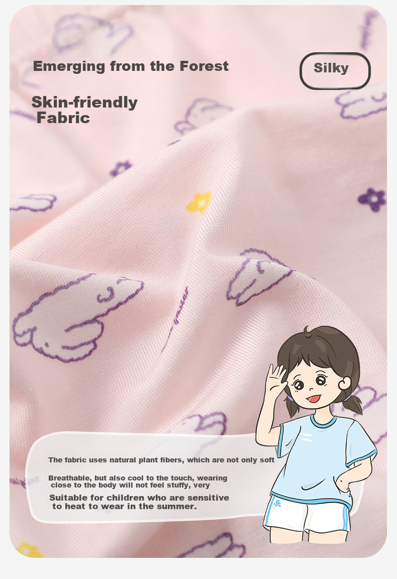 Jiusuiban Girls' Underwear, 50s Modal Antibacterial Thin Triangle Panties for Older Children, Baby A-Class Cartoon Cute Rabbit Shorts 6
