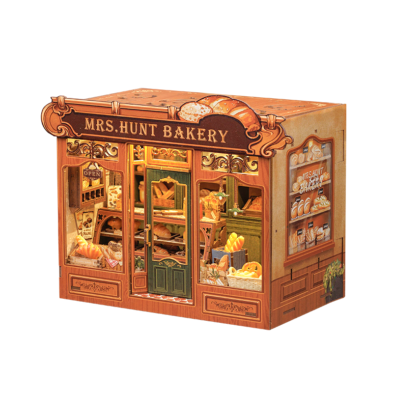Cutebee Mrs. Hunter's Bakery DIY Wooden Block Toy House Birthday Gift for Boys and Girls