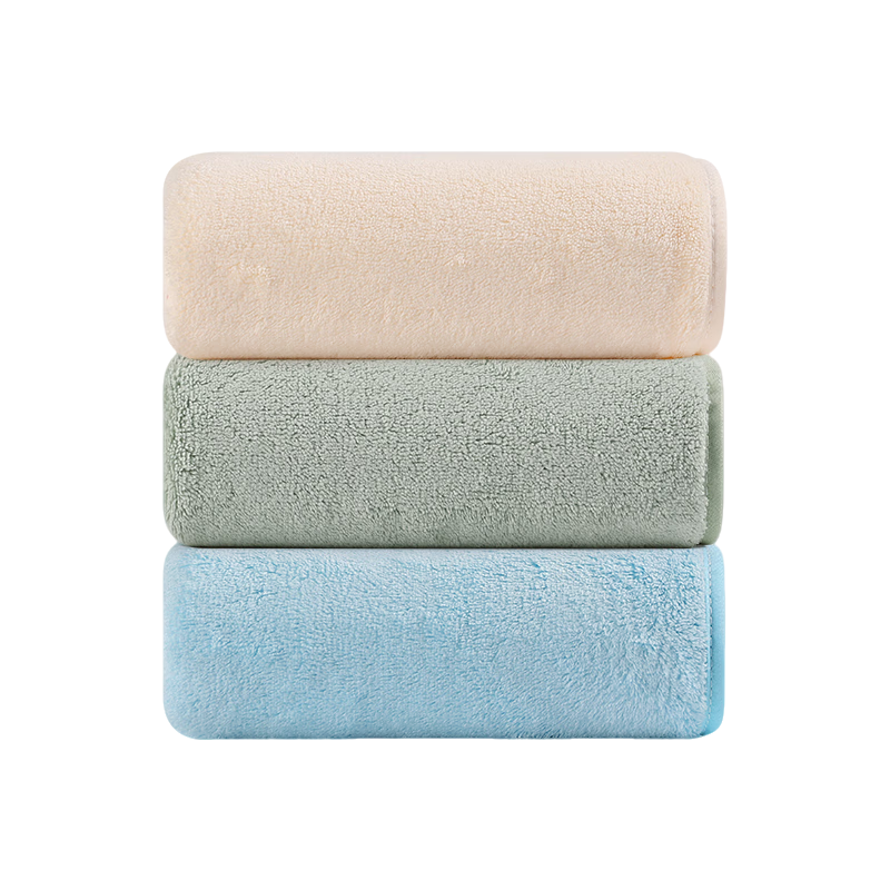 MINISO Towels, 3 Pack, Class A Absorbent, for Face Washing And Bathing, Home Use, Hair Drying, Large Face Towels, Soft, for Men And Women, Couples, Blue + Beige + Gree