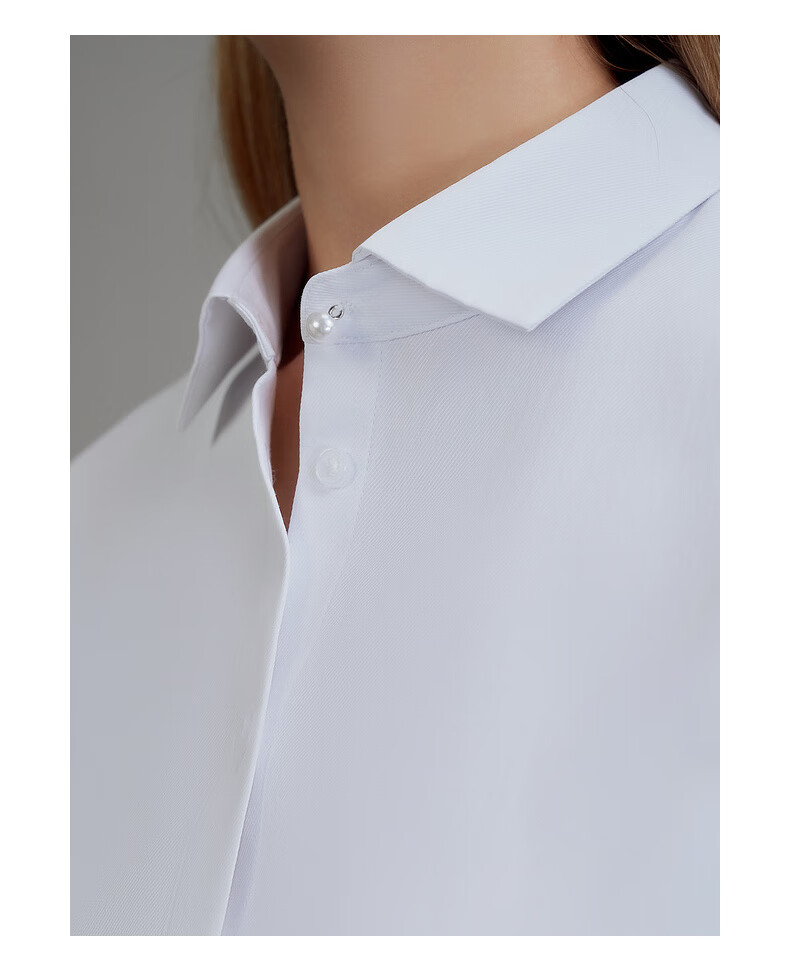G2000 Cotton Skin-Friendly/mall Matching Spring And Summer Business Commute Women's Short-Sleeve Shirt, Ice Blue, Size 34 5