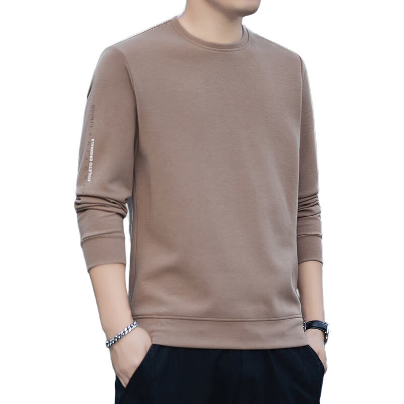 ROMON Men's Pullover Hoodie Spring Autumn Long Sleeve Casual Comfortable Jacket Base Shirt 8170 Khaki 3XL