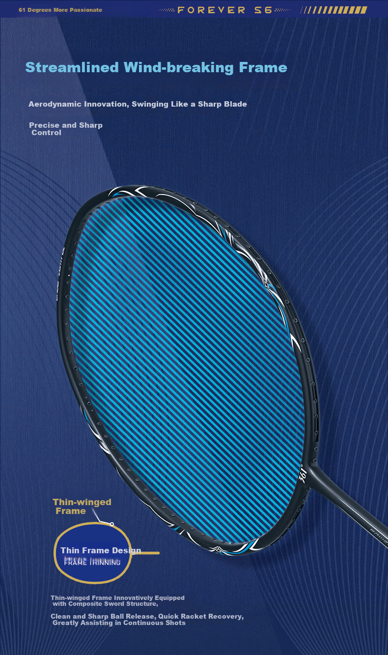 361° Ultra-Light 5U Full Carbon Badminton Racket, Yongheng S6 Single Racket, High-Power Offensive Type, Pre-Strung Finished Racket 4
