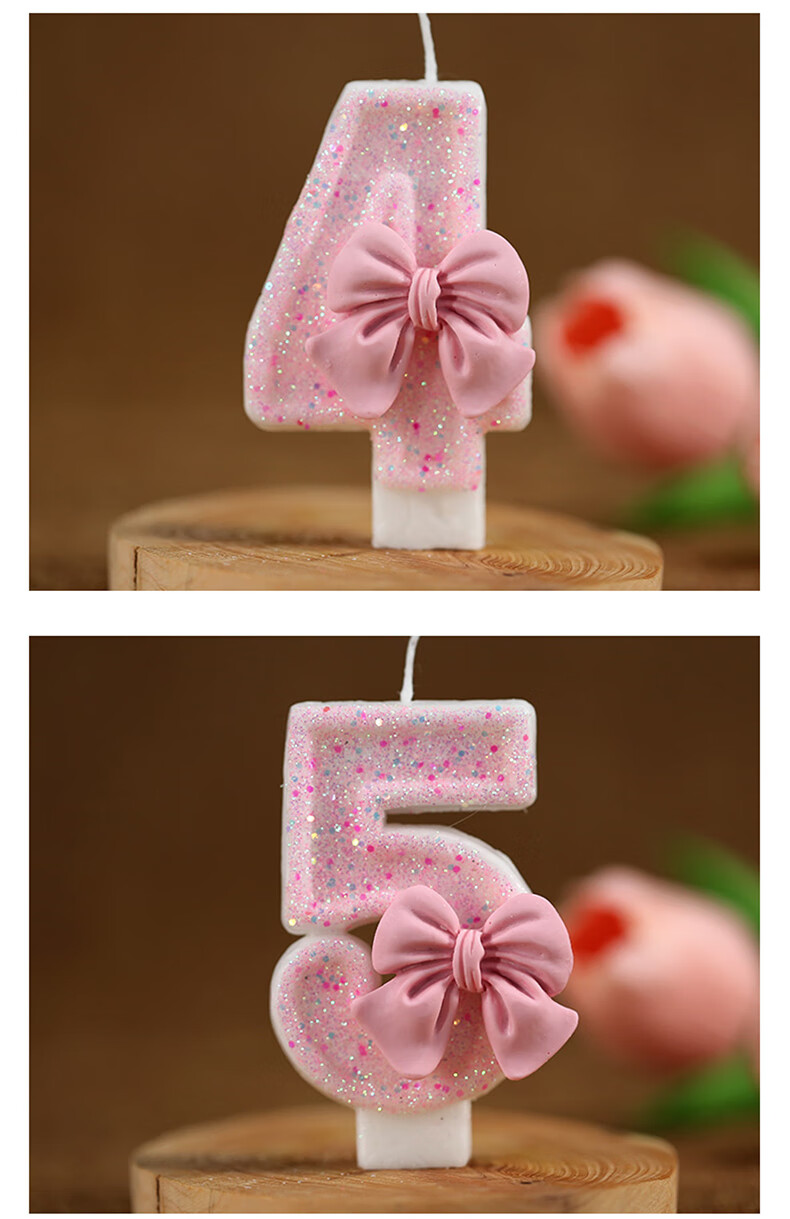 Duomeiyi Birthday Candle Scene Decoration Creative Cake Cartoon Candles Pink Butterfly Candle Holder Number 3 4