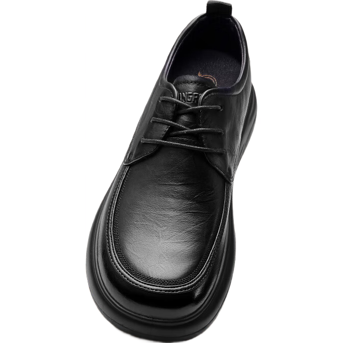 Qiangren Business Casual Men's Shoes, Top-Grain Leather, Wide Fit Work Dress Shoes, Comfortable for Feet, JDA87538, Black, Size 43