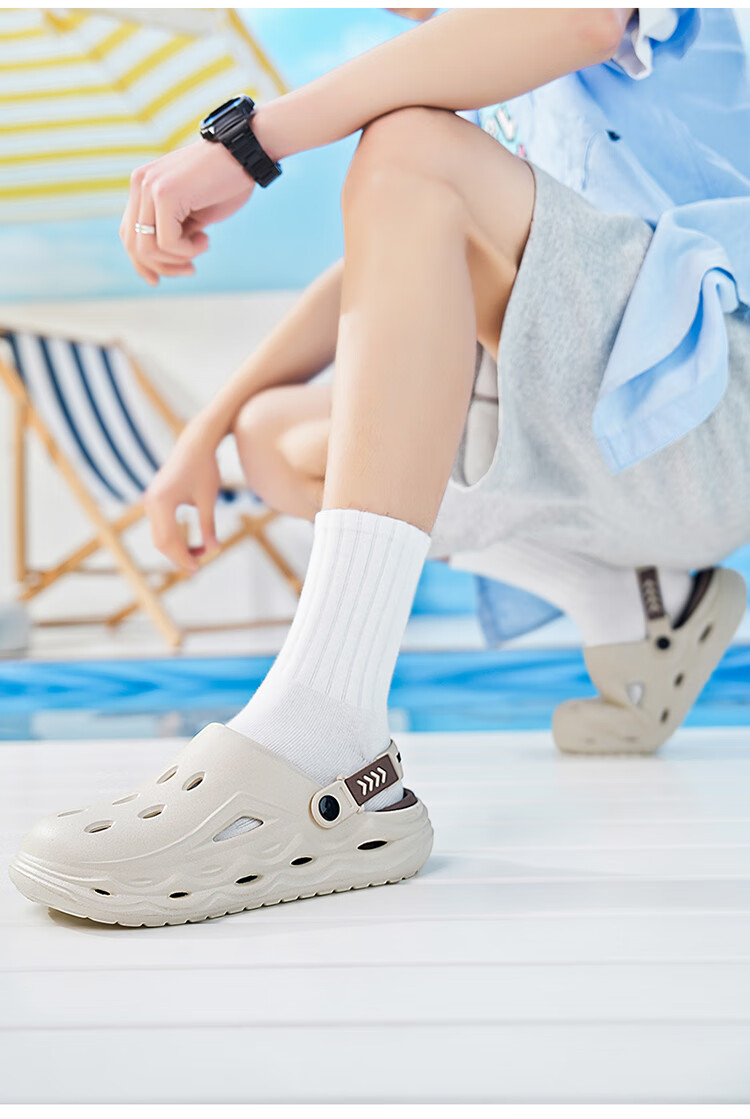 Bull Family Men's Summer New Casual Breathable Beach Shoes Thick Sole Dual-Use Clog Slippers with Soft Cushioning 4