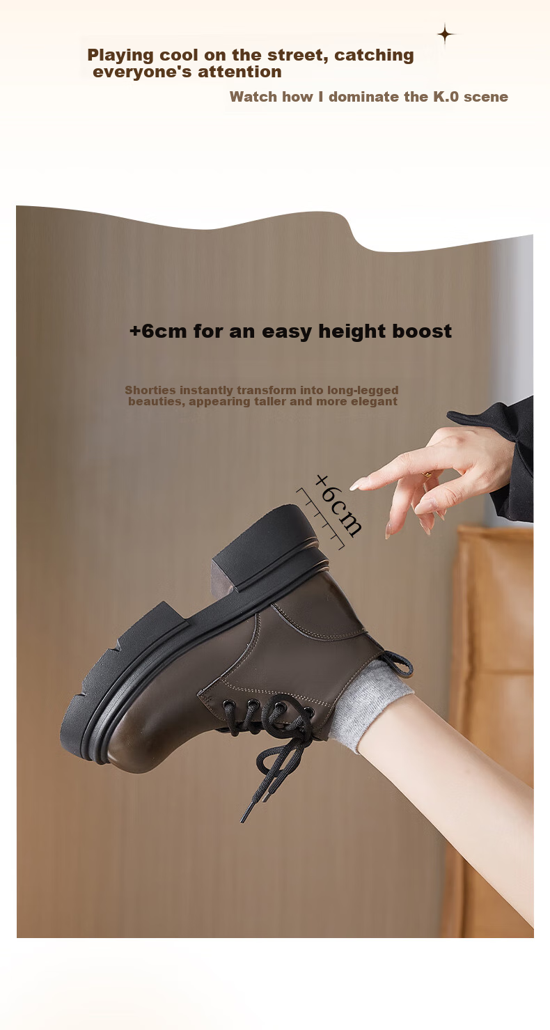 DAPHNE Thick-Soled Martin Boots for Women, Spring 2026 Brown Xinjiang Grassland Travel Short Boots, Retro British Style Height-Increasing Boots 1