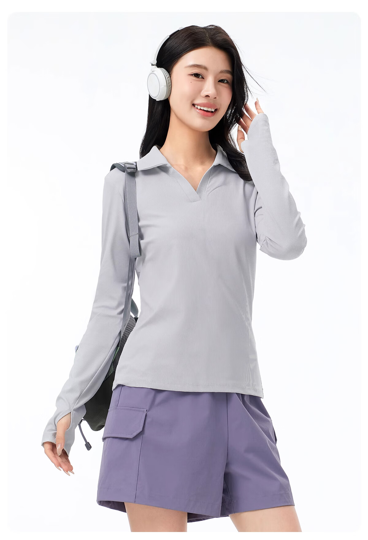 CAMEL 【UPF1000+】 Women's Outdoor Quick-Dry Polo Shirt, Spring Long Sleeve V-Neck, Cooling Breathable Sun Protection T-Shirt, Size M 9