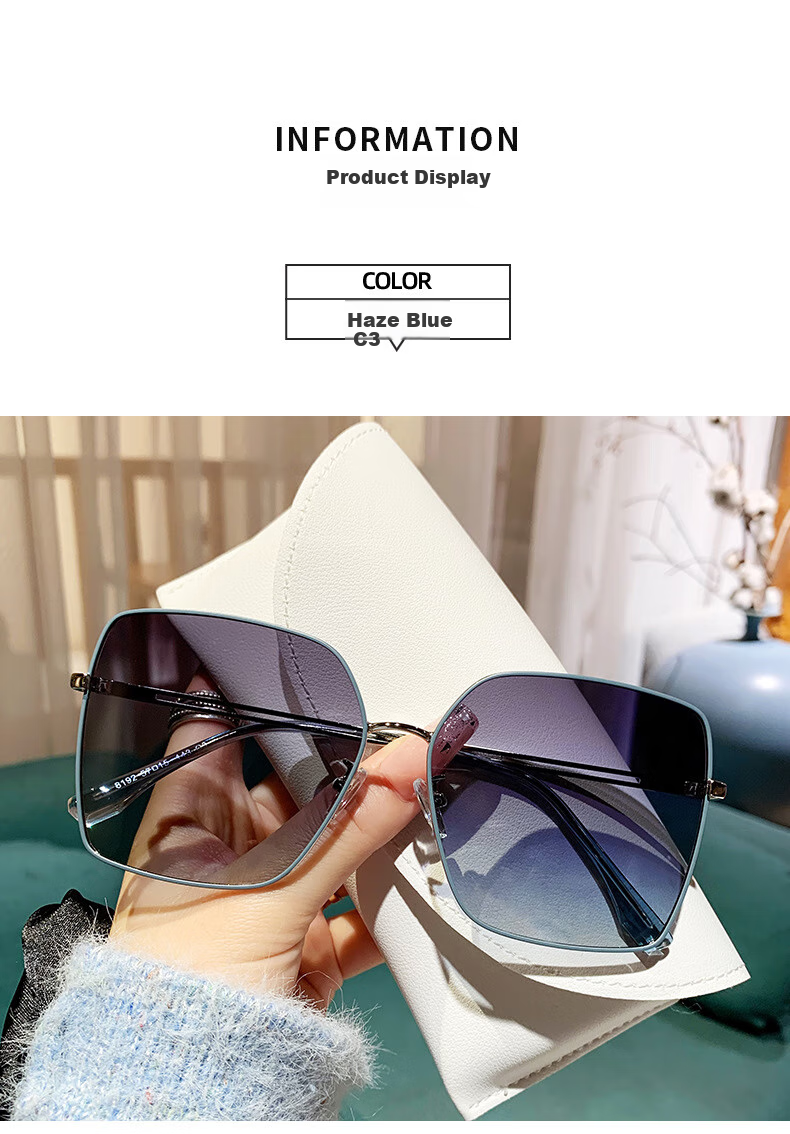 Mushe Fashion Women's Polarized Sunglasses UV400 Anti-Ultraviolet Street Photography Sunglasses Large Frame Korean Style Trendy Sun Protection Goggles 12