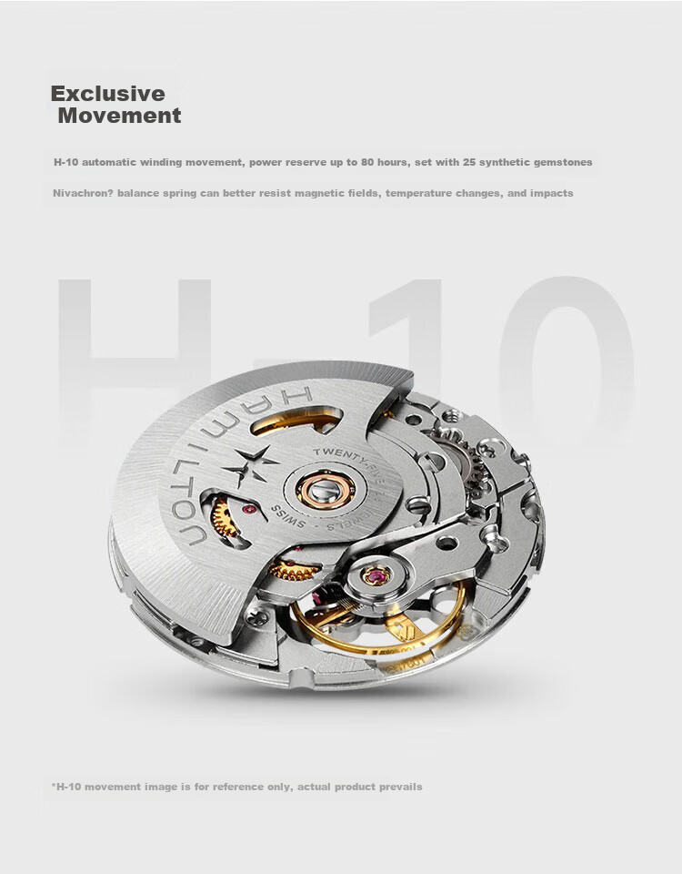 Hamilton Watch for Men, Business Watch, Gentleman's Happy 42 Champagne Dial with Leather Strap, Skeleton Mechanical Watch, Movie-Inspired Style 4
