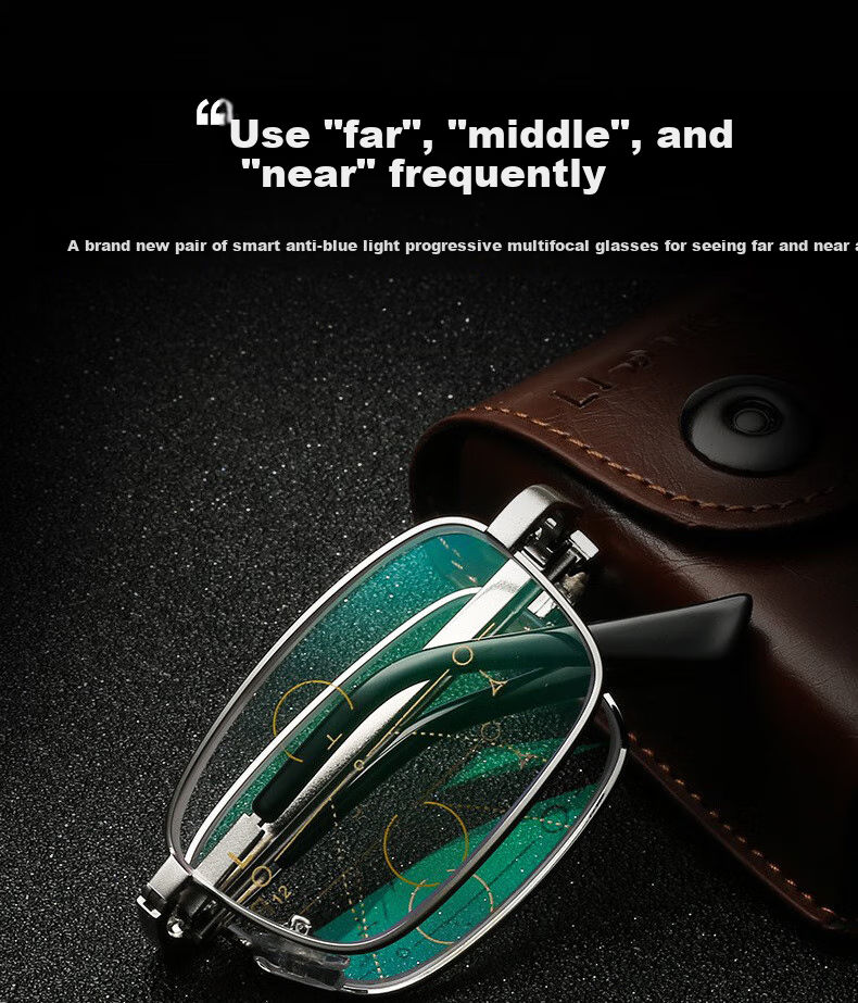 Boshide Reading Glasses, Foldable Reading Glasses, Progressive Multi-Focal Anti-Blue Light, Foldable Full-Frame [Silver], +4.00 Diopters 1
