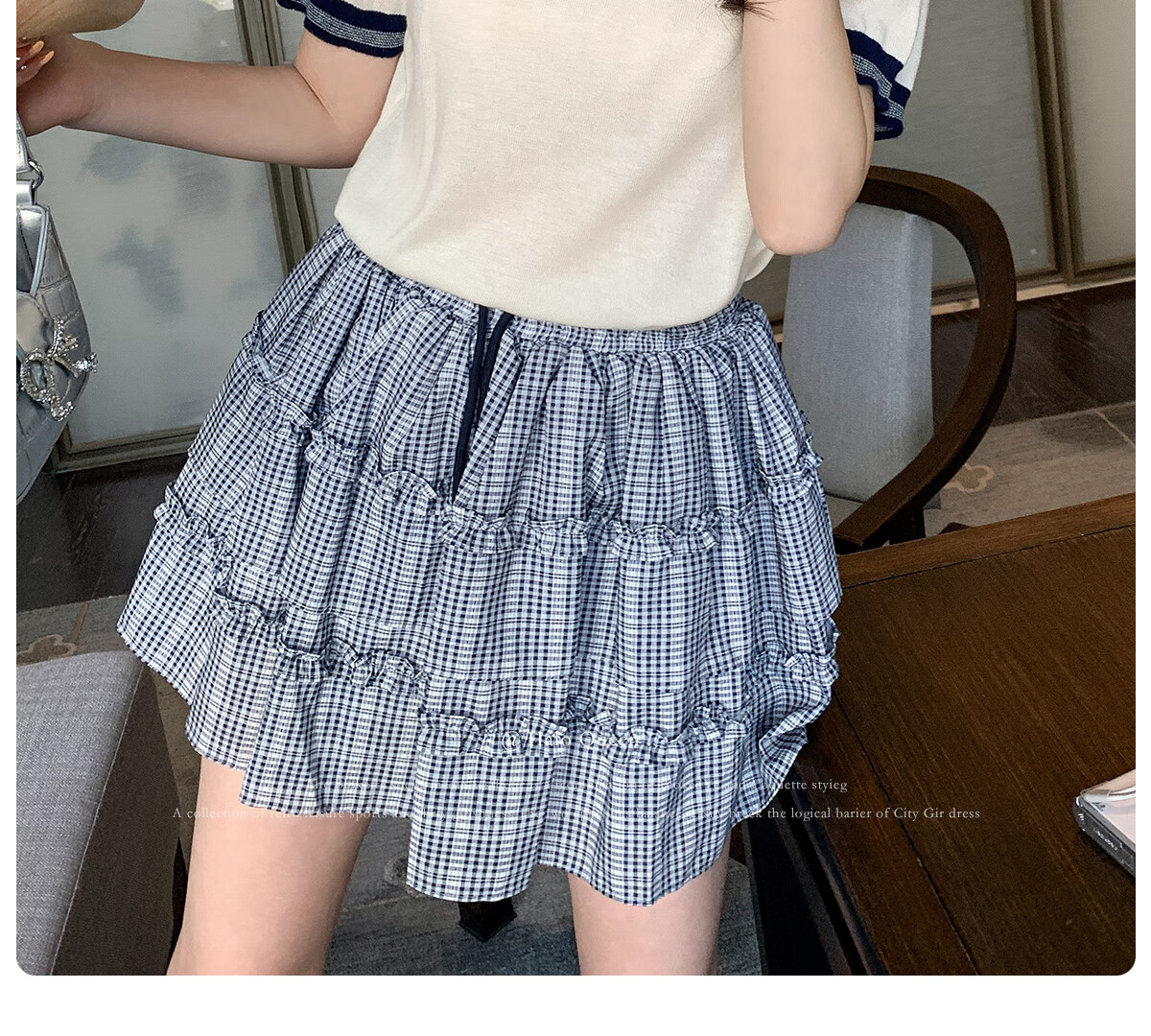 Halo Queen Knitted Short-Sleeve T-Shirt for Women, Round Neck, Contrasting Colors, Fashionable Slimming Top, Contains Wool And Silk, Comfortable Fabric, H52T032 2