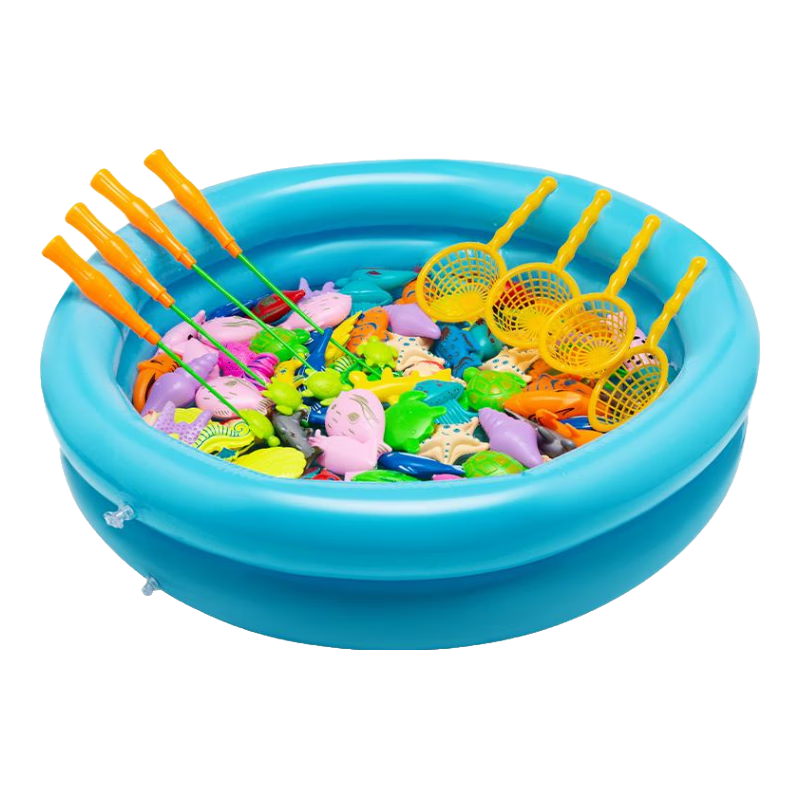 Babamama Fishing Toy, Fishing Pond, Children's Early Education Toy, Magnetic Water-Filled Fishing Platform, Inflatable Bed, Children's Fish Catching Toy