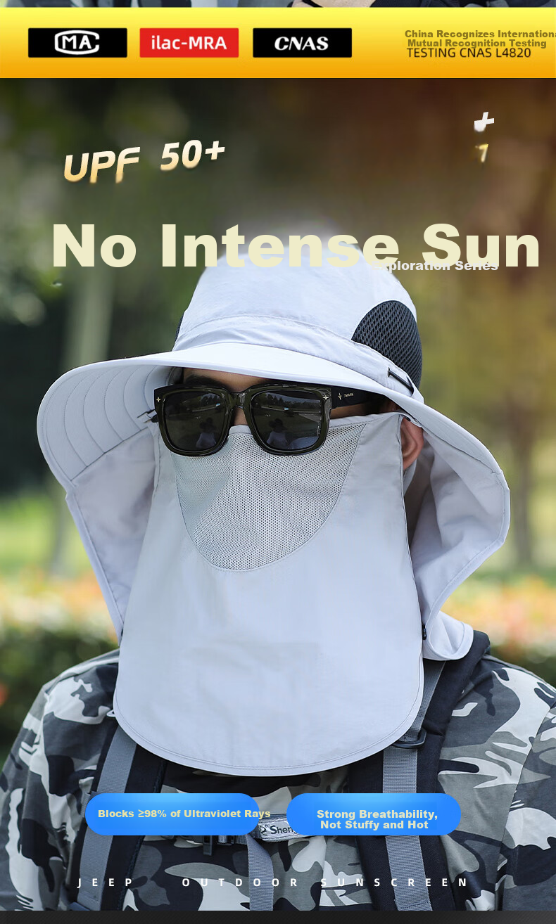 Nanjiren Summer Outdoor Sun Hat for Men, UV Protection Sunscreen Hat, Foldable Fisherman Hat, Breathable Hiking Cap 2