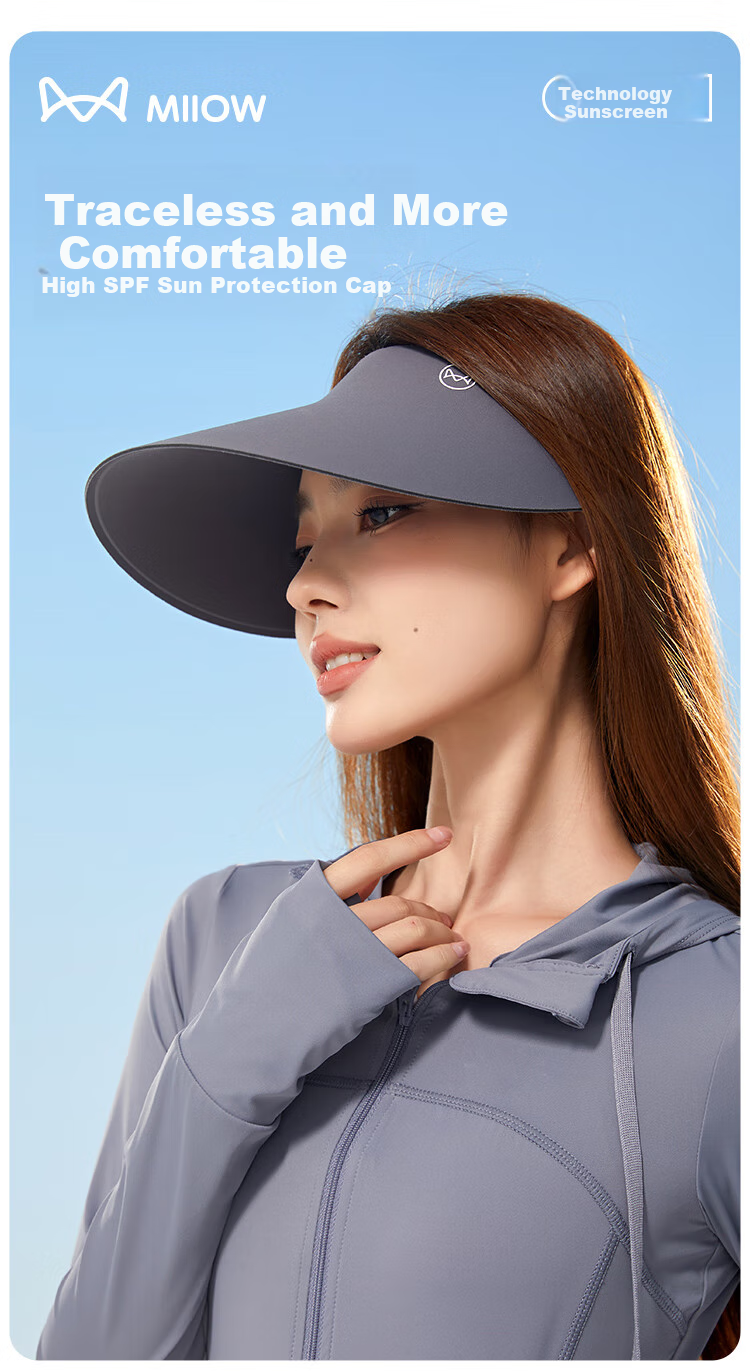 MiiOW Sun Protection Hat for Women, UV-Resistant Seamless Visor Hat, Foldable Wide Brim Sunhat for Summer 2026 1