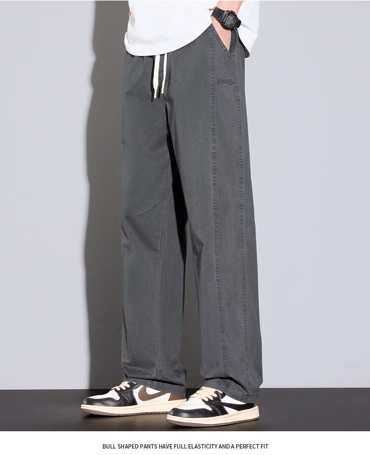 JEEP High-End Men's Casual Pants, New Spring And Autumn 2026 Style, Loose Straight-Leg Trousers, Trendy Wide-Leg Long Pants for Me 18