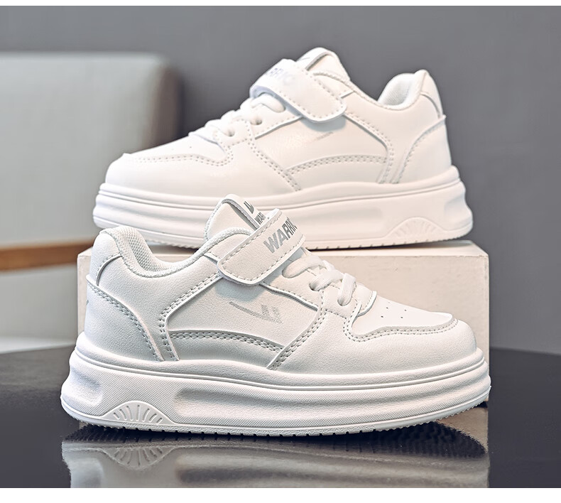 Warrior Kids Spring Boys Casual Soft Sole Sneakers Girls White Shoes WZ(CL)-1251 White Size 31 4