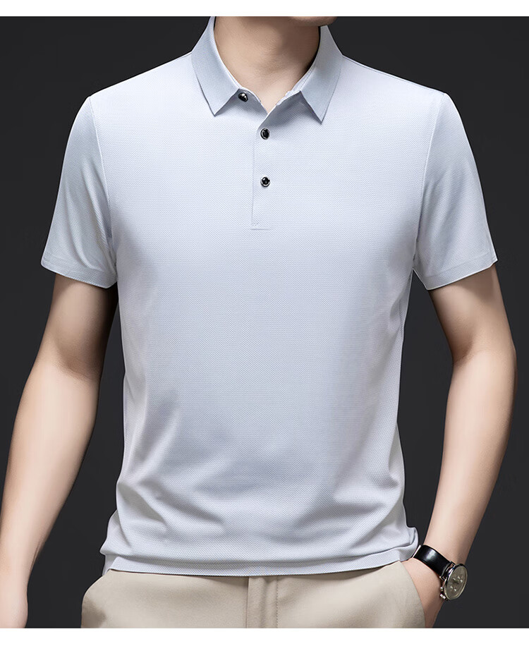 LangSha Polo Shirt for Men, Summer Quick-Dry Ice Silk Cool-Touch T-Shirt, Loose Casual Business Versatile Collared Short Sleeve, Gift for Elders 21