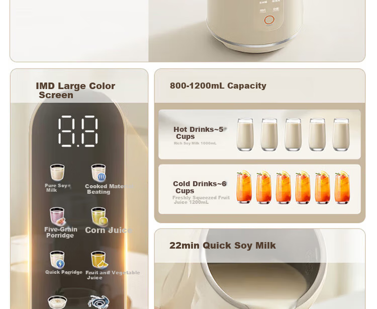 Joyoung Home 1.2L Soy Milk Maker with Timer, Blender-Free, Fully Automatic, Mini, Low-Noise, Fast-Pulp Maker for Fruits And Vegetables, Rice Paste Machine DJ12X-D355 9