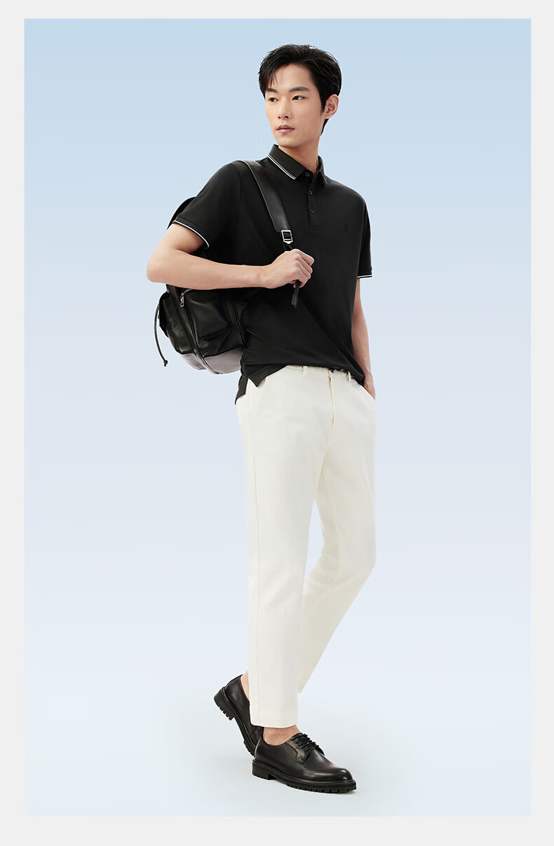 Hodo [Lin Gengxin's Style] Modal Silk Short-Sleeve Cool-Feeling Antibacterial Polo Shirt, Turn-Down Collar T-Shirt 39