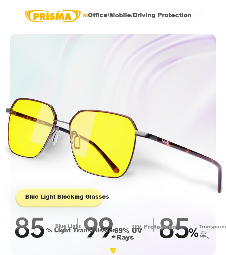 Prisma German Brand Blue Light Blocking Glasses Large Frame Lightweight Unisex Computer Phone Office Protective Non-Prescription Glasses ET709 5