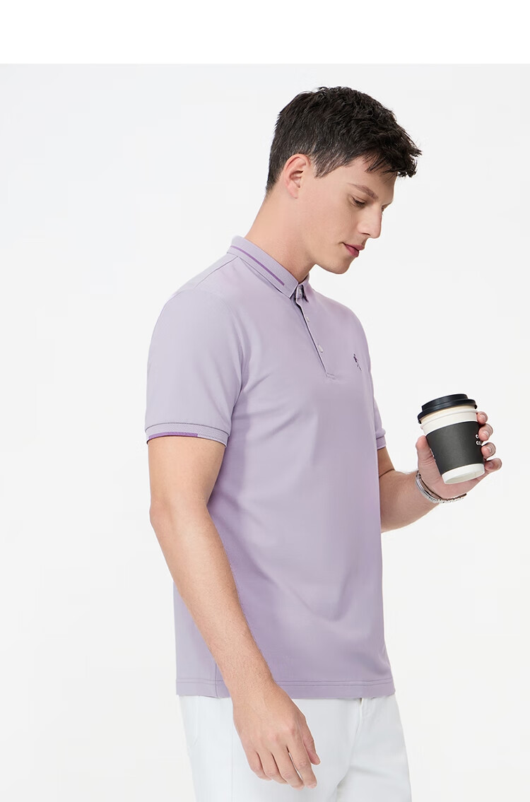 DANCING WOLVES [Mulberry Silk] Cool And Breathable Summer Commute Men's Short-Sleeve POLO Shirt, 001 Black, 2XL (185) 12