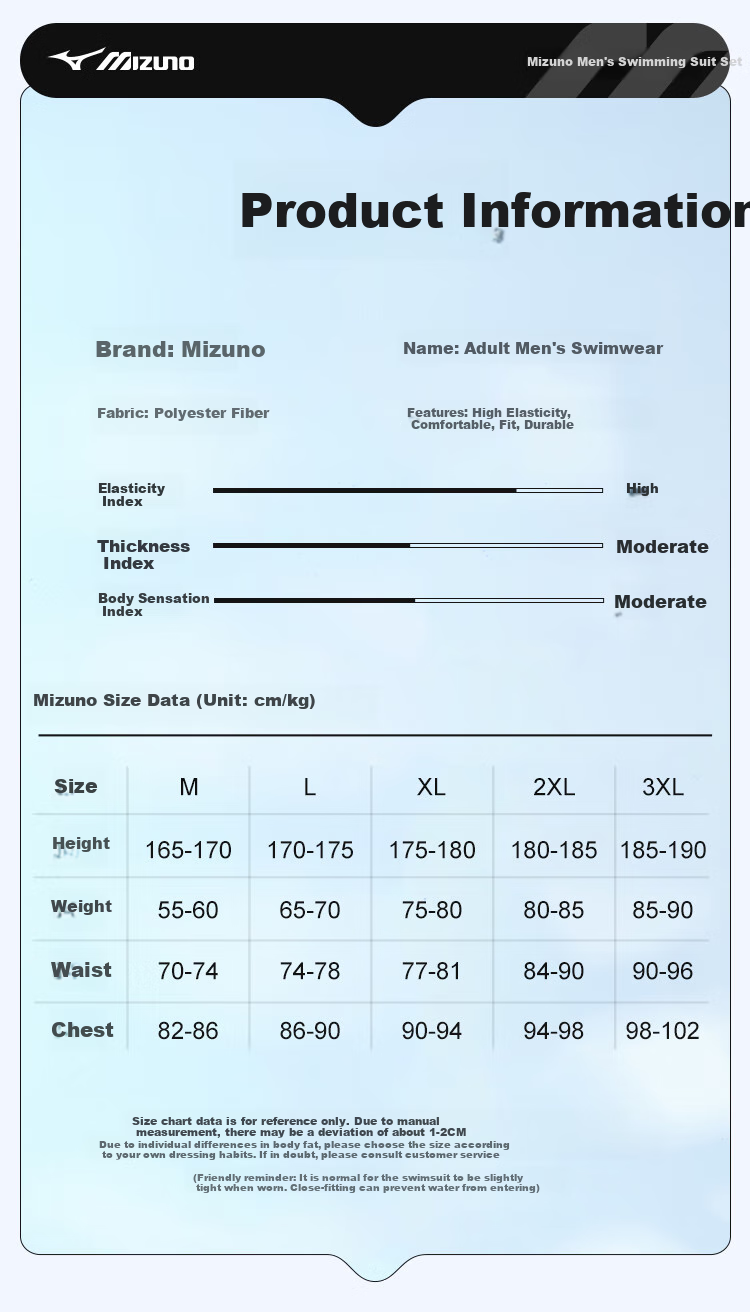MIZUNO Men's Swimwear Set with Anti-Embarrassment Beach Shorts, Quick-Dry Large Size Long-Sleeve Hot Spring Swimming Gear 1105 Black 3XL 8