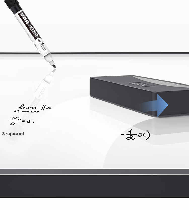 Deli 120*90cm Aluminum Frame Magnetic Hanging Tempered Glass Whiteboard, Office Meeting Writing Board Blackboard, Includes Whiteboard Eraser, Whiteboard Markers, Magnetic Pins 50051 11
