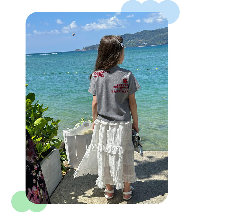 Tutuxiaoxiang Girls' A-Line Skirt, Children's High-Waisted Slimming Skirt, Stylish Puffy Skirt, White, Size 110, Height about 110cm 9