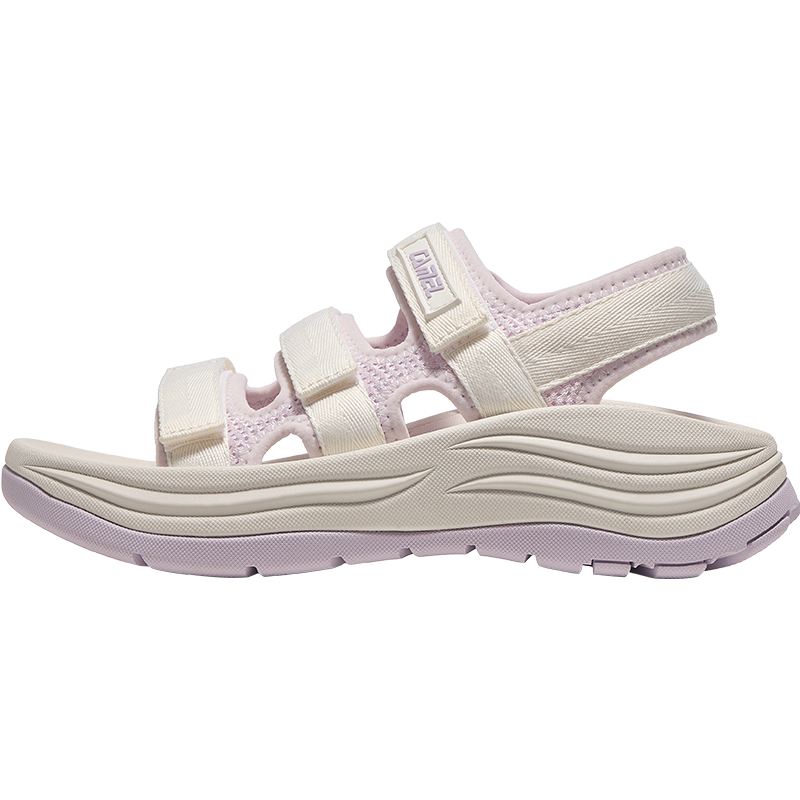 CAMEL Wave Sports Sandals for Women, Breathable Thick-Soled Velcro Beach Shoes X25B16L2039 Milk White/Purple 36