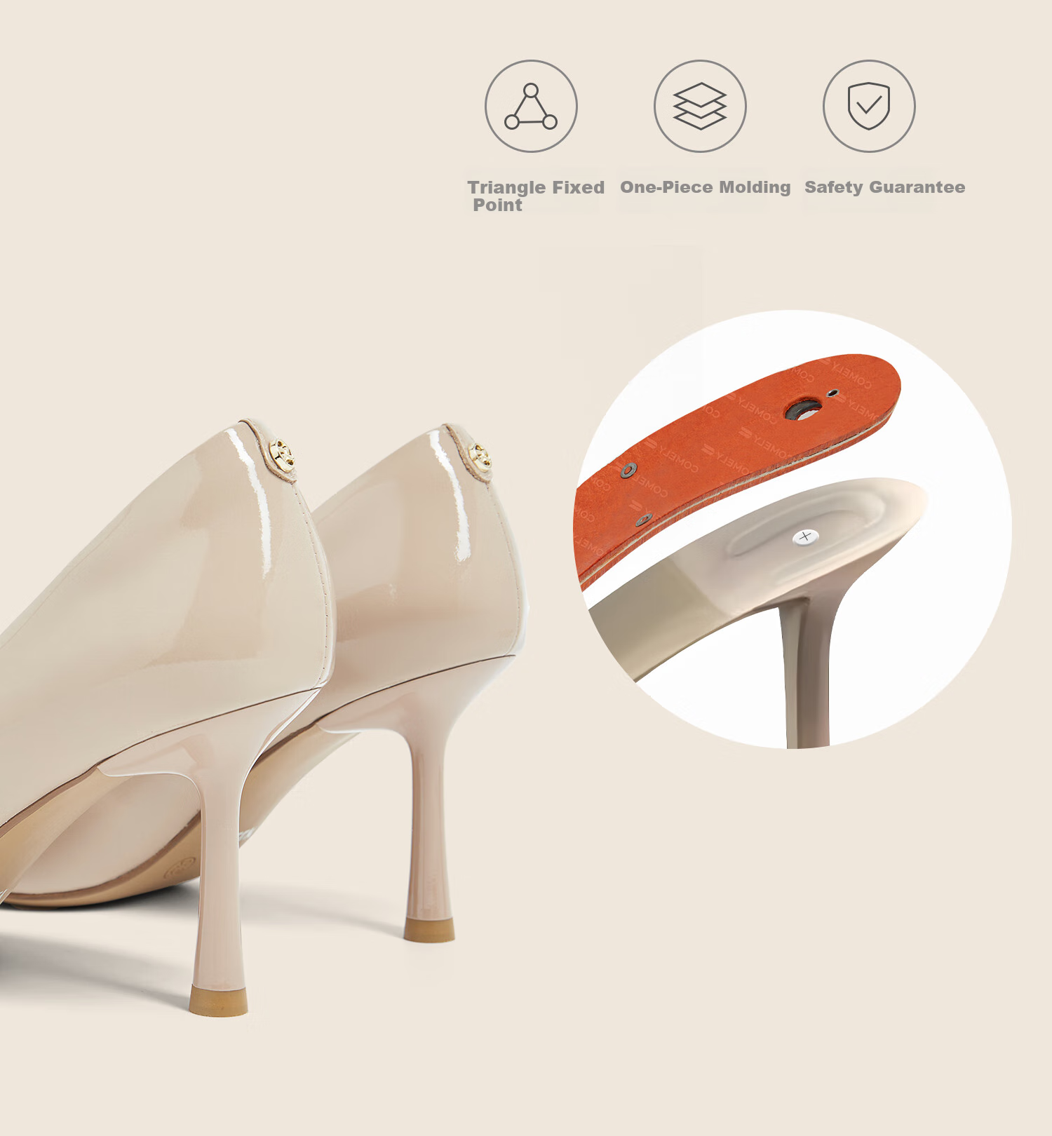 COMELY Celebrity-Inspired High Heels for Women, Spring New Style Nude Elegant Slim Heel Shallow Mouth Pumps, Pink Apricot Color, Size 34 15