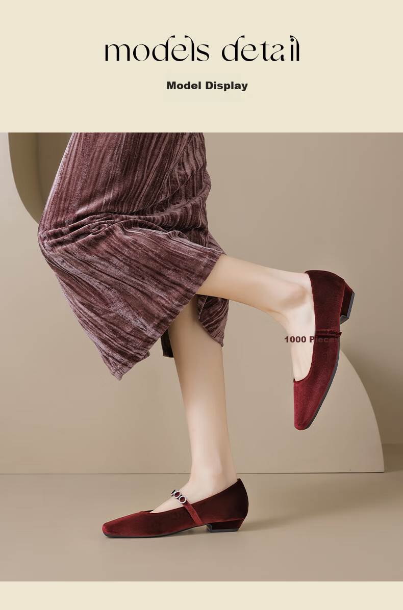 DAPHNE Red Wedding Shoes for Women, 2026 Summer New Style Bridal Shoes, Flat Chinese-Style Chunky Heel Mary Jane Women's Shoes, Shallow Mouth Flats 5