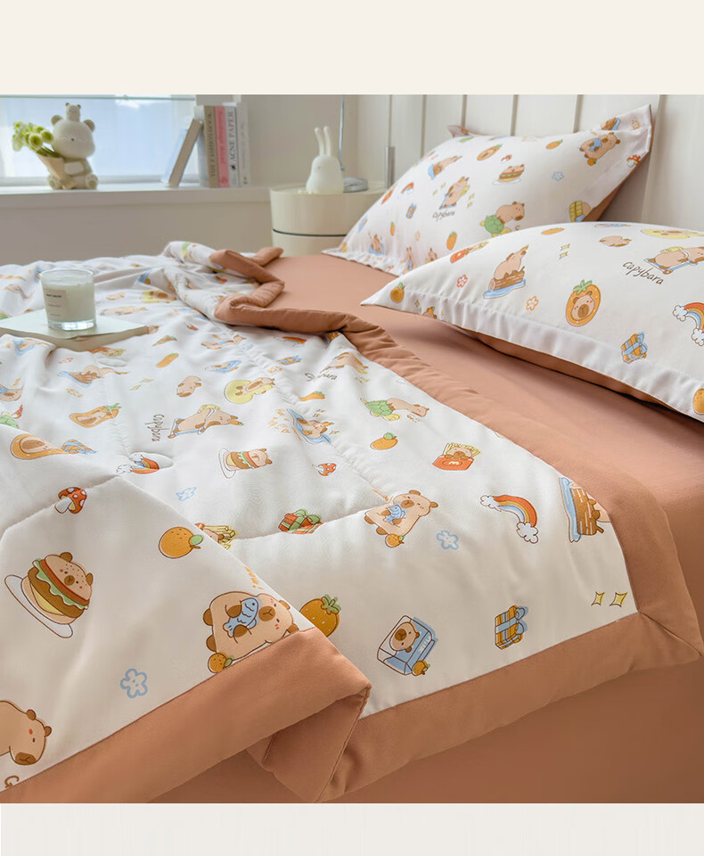 KING SHORE Summer Cooling Quilt, Class A Antibacterial Fiber Spring And Autumn Quilt, Summer Thin Quilt, Air Conditioning Quilt Insert, 200*230cm, Bear Patter 2