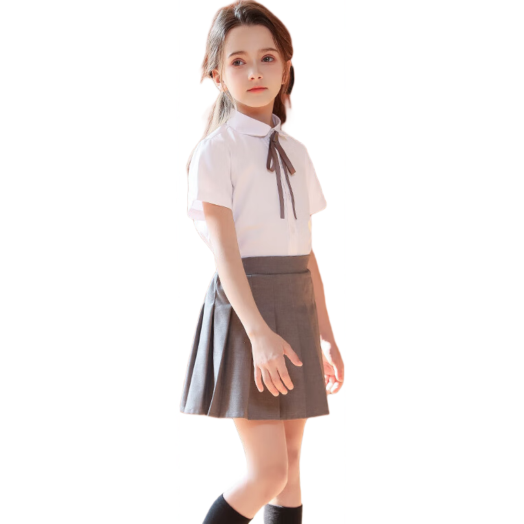 Yinuofang Girls' White Short-Sleeve Shirt, Summer Style Children's White T-Shirt, Elementary School Student Blouse, Chorus Uniform, Children's Day Performance Dress