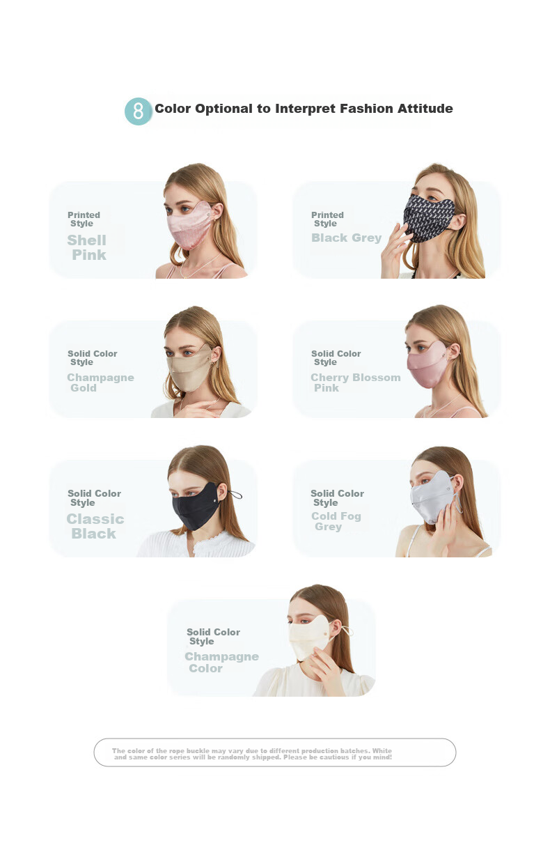ELLE [100% Silk] Sun Protection Face Mask for Women, Eye Corner Protection, UV-Resistant Mulberry Silk Face Mask, Mid-Autumn Festival Gift 4
