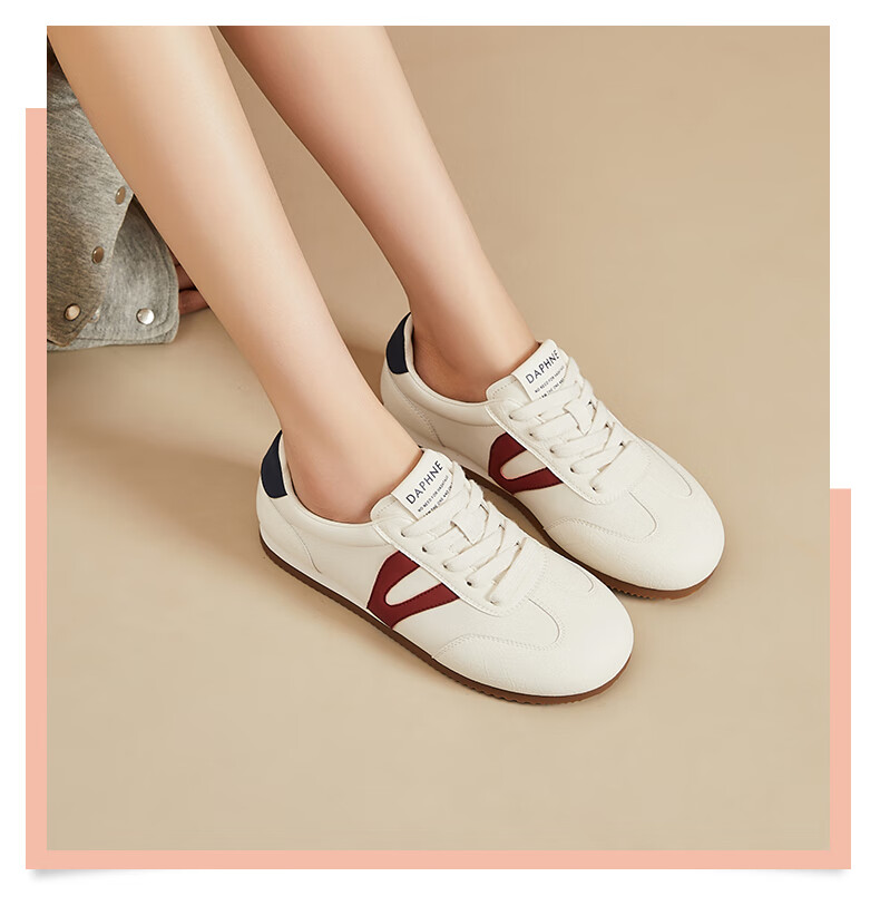 DAPHNE Flat Low-Heel Dexun Shoes for Women, Versatile Lightweight Lace-Up Low-Top Comfortable Sneakers Sports Casual Shoes, Red And Blue Color, Size 37 2