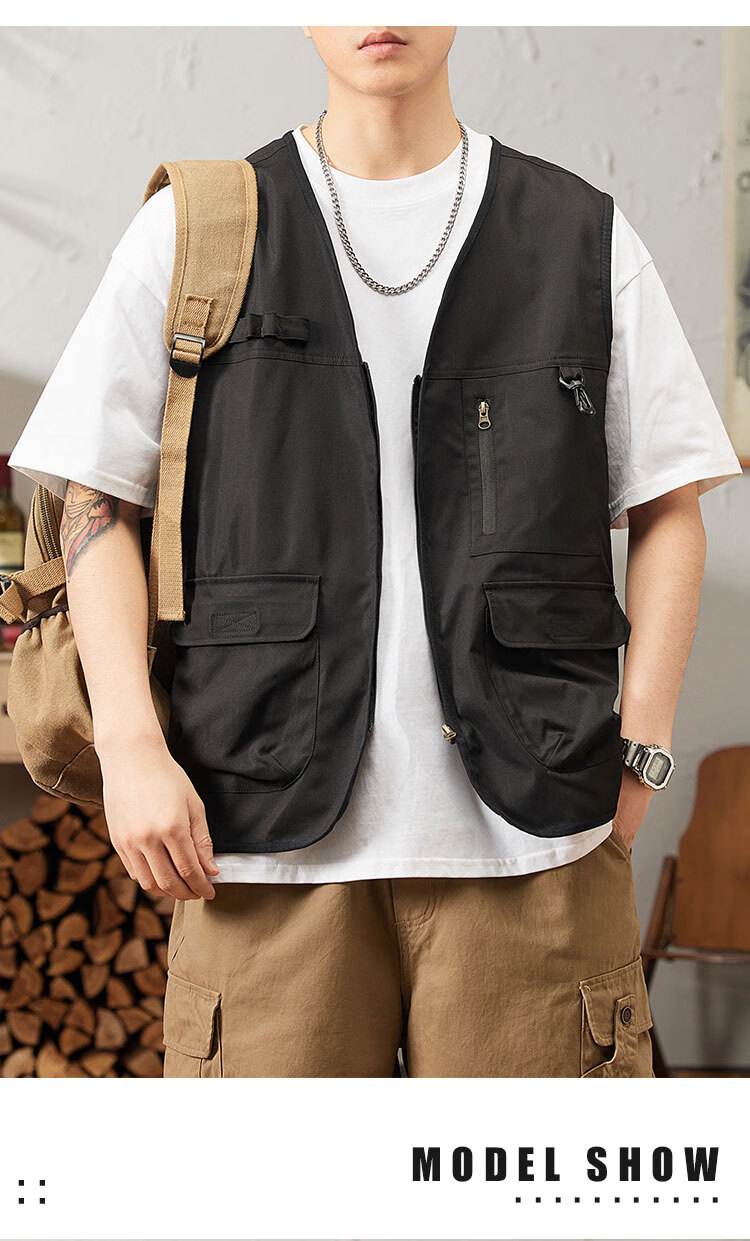 TUCANO Men's Summer Outdoor Workwear Vest Fashionable Sleeveless V-Neck Jacket Military Green 3XL 8