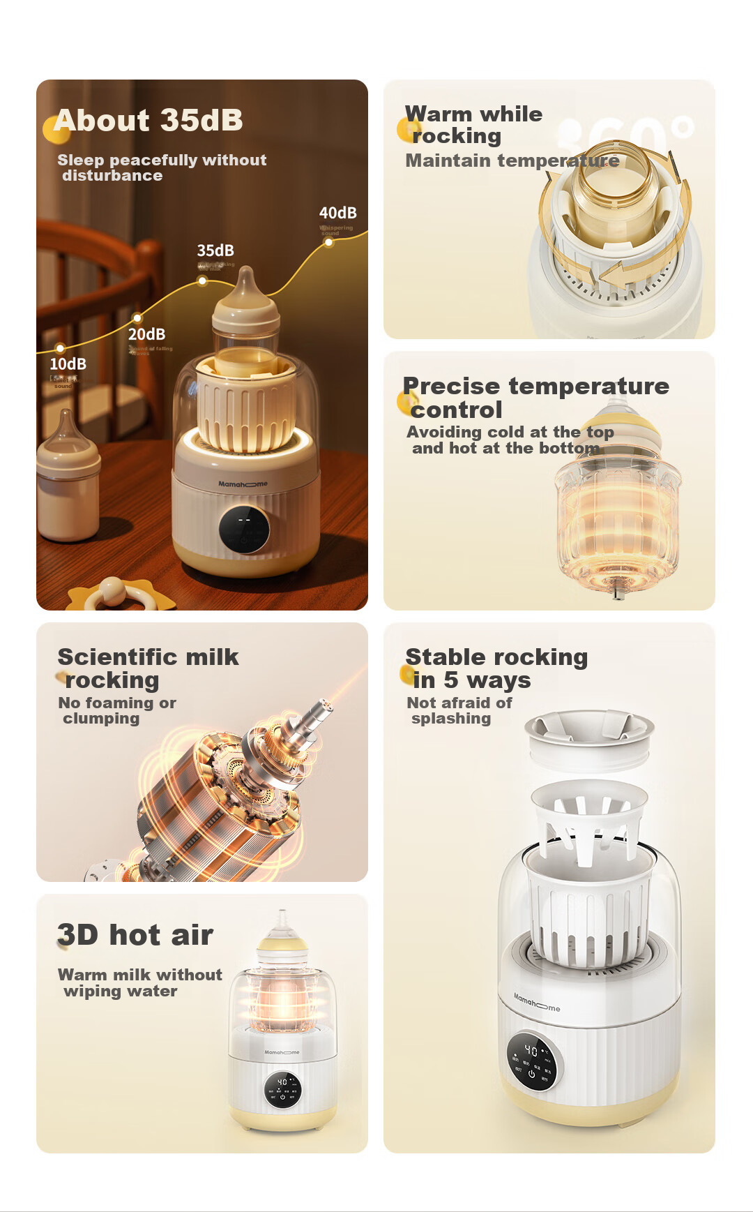 Mamahome Baby Bottle Warmer And Shaker, 2-In Milk Thawing And Warming, Quiet Night Feeding Bottle Warmer 3