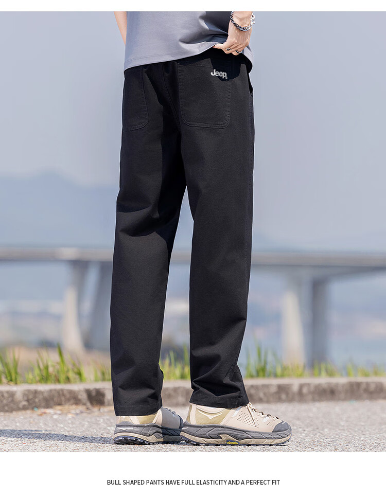 JEEP [Pure Cotton Lightweight] Straight-Leg Casual Pants for Men, 2026 Summer New Style Cargo Wide-Leg Trousers, Men's Long Pants 19