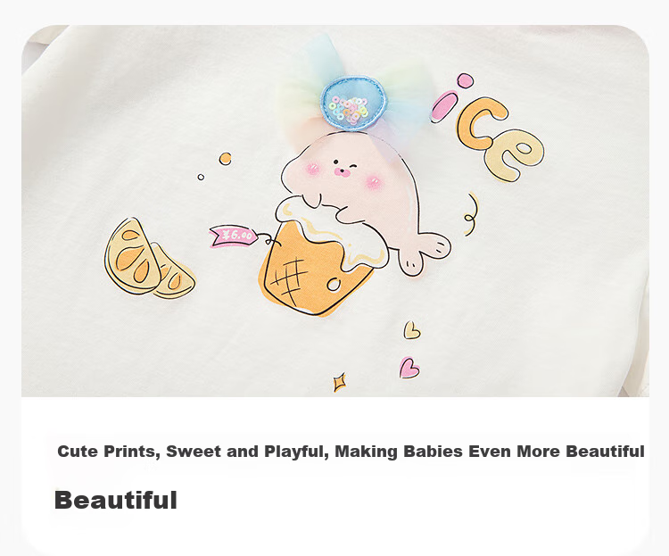 BALABALA Baby T-Shirt, Infant Top, Girls' Clothing, Boys' Short-Sleeve Summer Wear, Sweet And Cute 3
