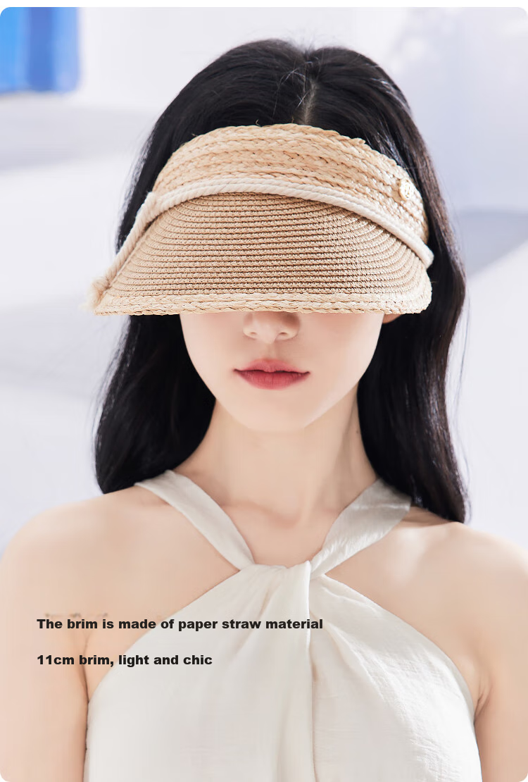 JIUMU Women's Sun Hat, Visor Cap, Straw Hat, Cool Hat, Summer Outdoor Face-Covering Hat for Women CW137 4