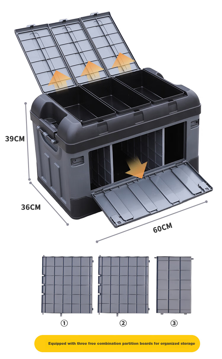 YUECAR Trunk Storage Box, Car Organizer, Foldable Side-Opening Door Model, 85L, Silver 13