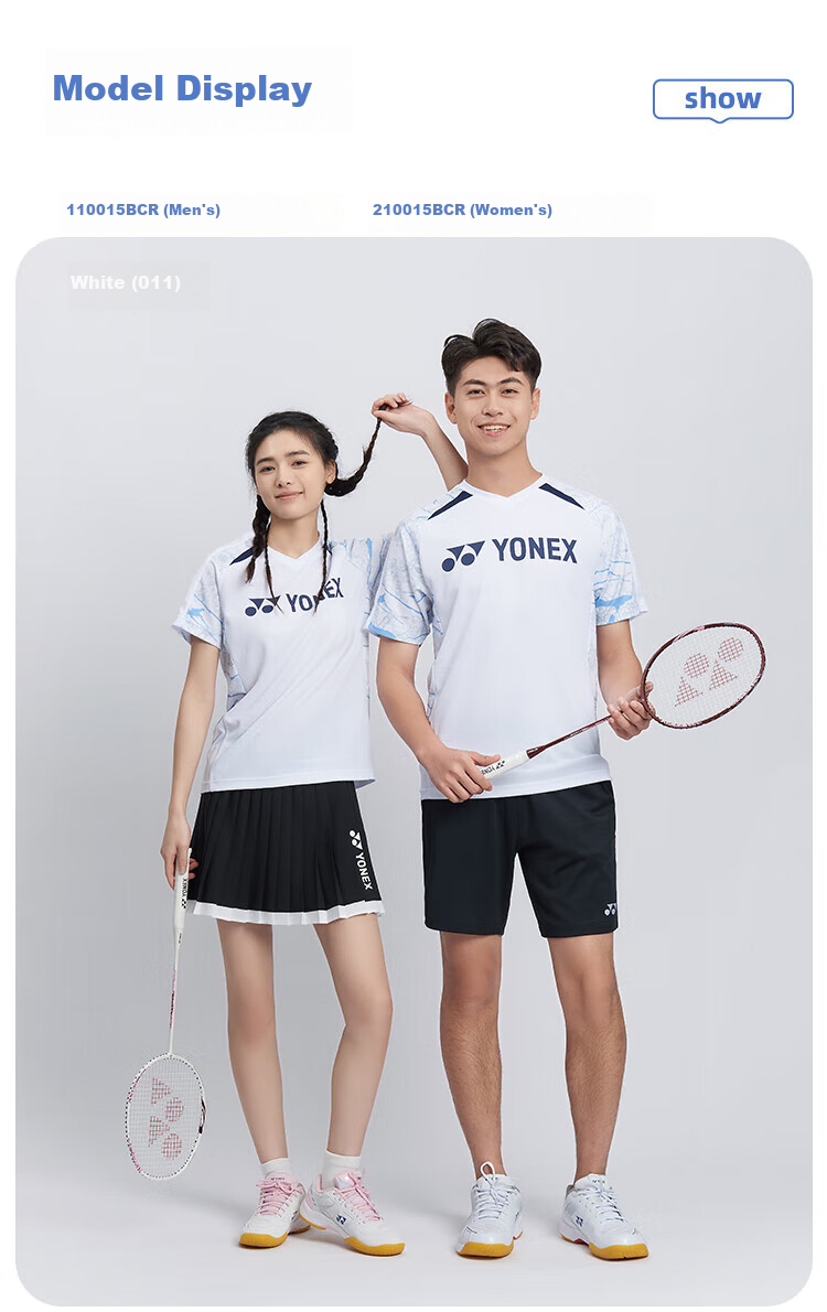 YONEX Badminton Shirt for Women, Quick-Dry Short-Sleeve Sports Top, Professional Competition Uniform, 210015BCR White O 6