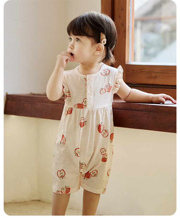 Weishi Muni [Slub Cotton] Baby Romper Summer Short Sleeve Thin Cute Baby Girl Clothes Summer Outfit 9